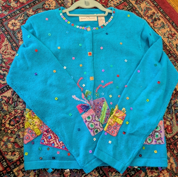 Vintage Jane's Closet Party Gifts Sweater, S, Beaded, Embellished, Festive! - Picture 5 of 8